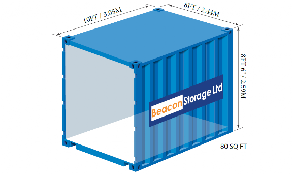 beacon storage stafford 10ft container with dimensions